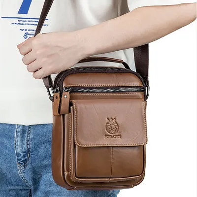 Genuine Leather Men’s Crossbody Shoulder Bag